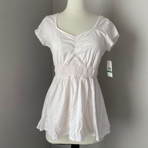 White Pink Dotted Blouse